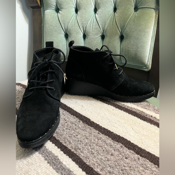 Steven by Steve Madden Bart lace up suede ankle boots 2” wedge heel size 8.5 - Picture 5 of 10